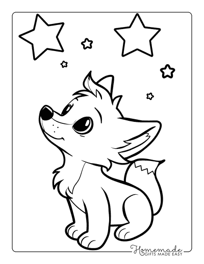 Fox Coloring Pages Baby Fox Stargazing