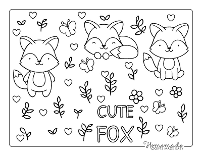 Fox Coloring Pages Cute Cartoon Foxes Landscape