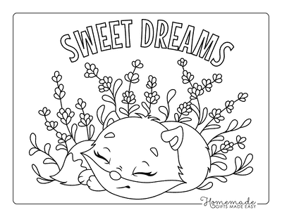 Fox Coloring Pages Cute Napping Cartoon Fox