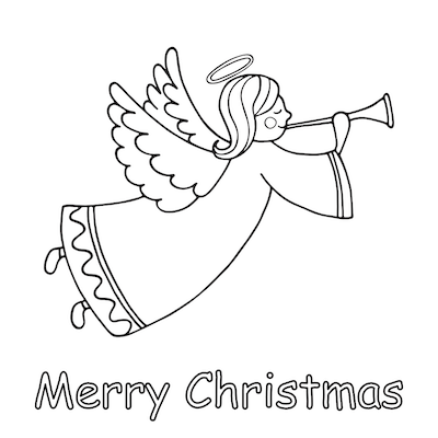 Free Printable Christmas Cards Coloring Angel