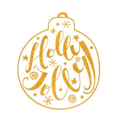 Free Printable Christmas Cards Holly Jolly Gold Bauble