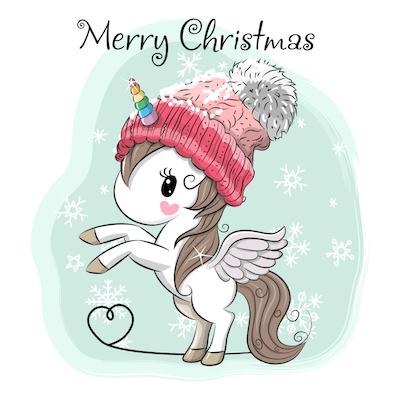 Free Printable Christmas Cards Unicorn Snow
