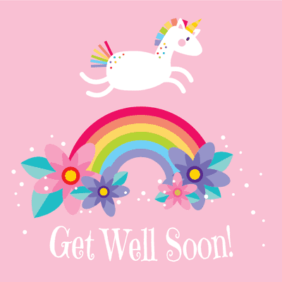 Get Well Soon Cards Rainbow Flowers Unicorn