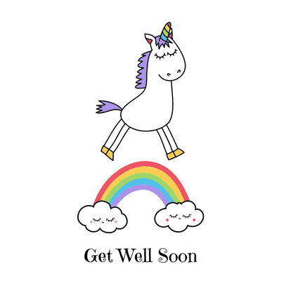 Get Well Soon Cards Unicorn Jumping Over Rainbow