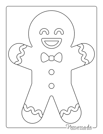 Gingerbread Man Template Cute Icing Large 1