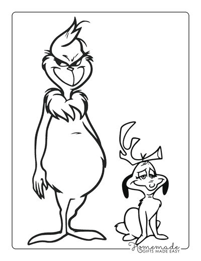 Grinch Coloring Pages Grinch Full Body and Max
