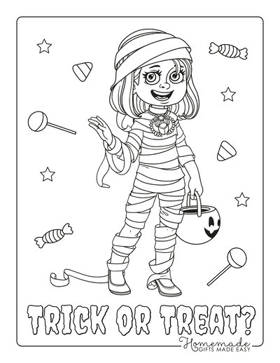 cute halloween mummy coloring pages