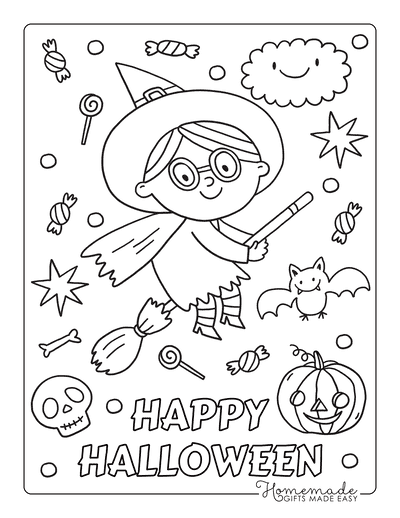 Halloween coloring set with beautiful witch - Stock