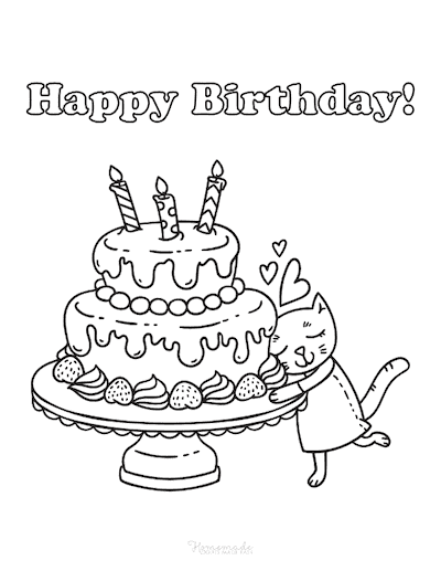 Make a Birthday Cake Coloring Page - Twisty Noodle