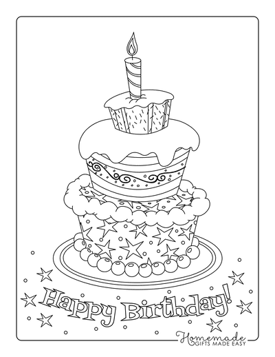 Cake Coloring Page - Twisty Noodle