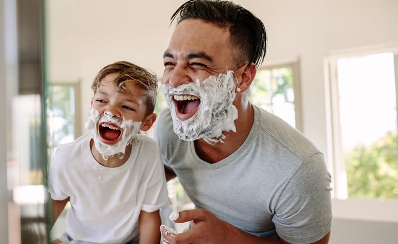 happy birthday dad and son shaving cream beard
