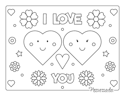 Two Love Hearts Coloring Pages