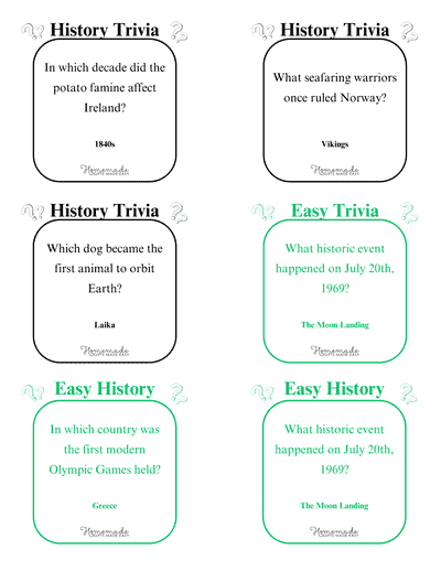 History Trivia Questions General Easy