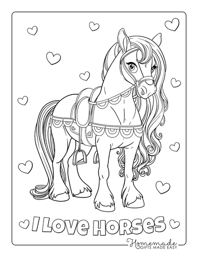 hard coloring pages of horses