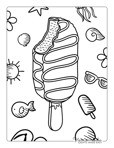 Ice Cream Coloring Pages Aesthetic Ice Cream Bar With Summer Background Pattern to Color