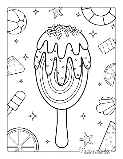 Ice Cream Coloring Pages Cute Summer Treat With Background Pattern