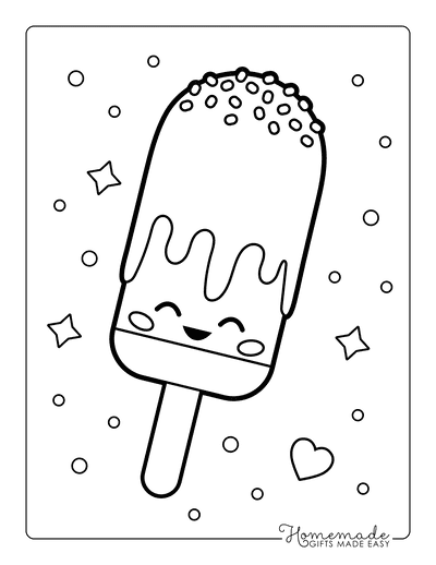 Ice Cream Coloring Pages Kawaii Popsicle Sprinkles