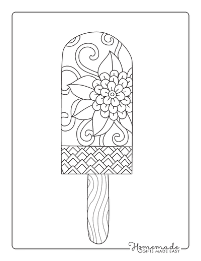 Ice Cream Coloring Pages Popsicle Zentangle for Adults