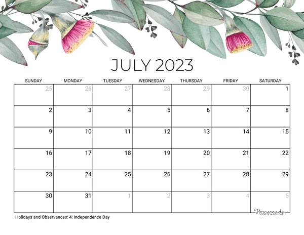 July 2023 Free Printable Calendar Rezfoods Resep Masakan Indonesia
