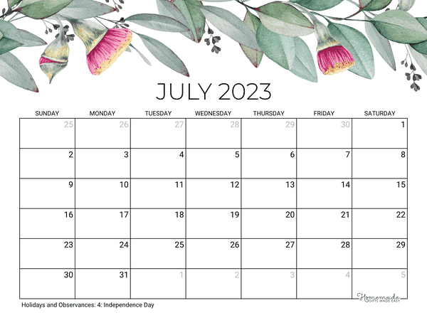  Blank Calendar July 2023 Free Printable Pdf Download Printable 