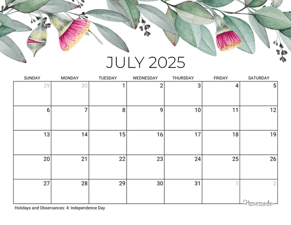 2025 Calendar Images Printable