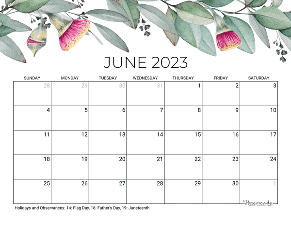 June 2023 2024 Calendar Free Printable with Holidays