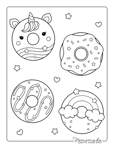 Cute Donut Coloring Pages for Kids and Adults