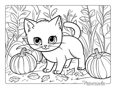 Kitten Coloring Pages Kitten in Pumpkin Patch Kids