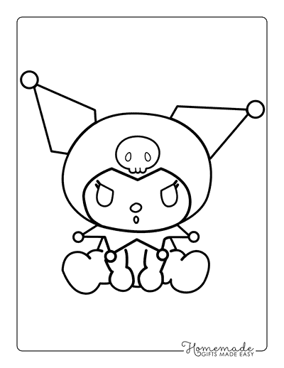 Kuromi Coloring Pages Cute Kawaii Kuromi Drawing Sitting