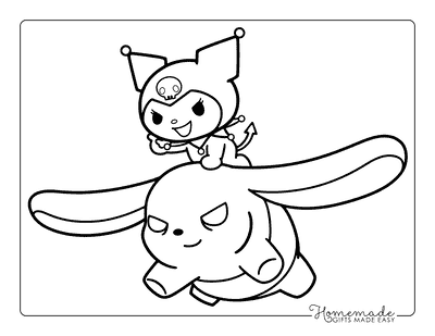 Kuromi Coloring Pages Cute Kawaii Kuromi Riding Baku