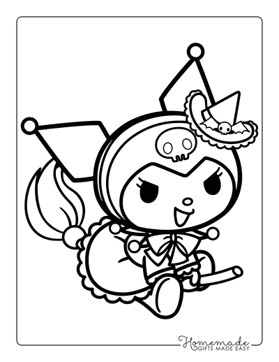 Kuromi Coloring Pages Cute Kuromi Halloween Witch Costume