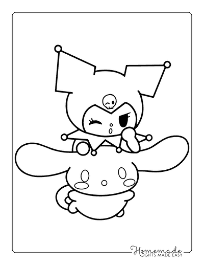 Kuromi Coloring Pages Kawaii Kuromi and Cinnamoroll Flying Together