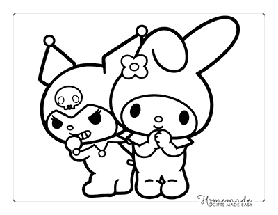 Kuromi Coloring Pages Kawaii Kuromi and My Melody