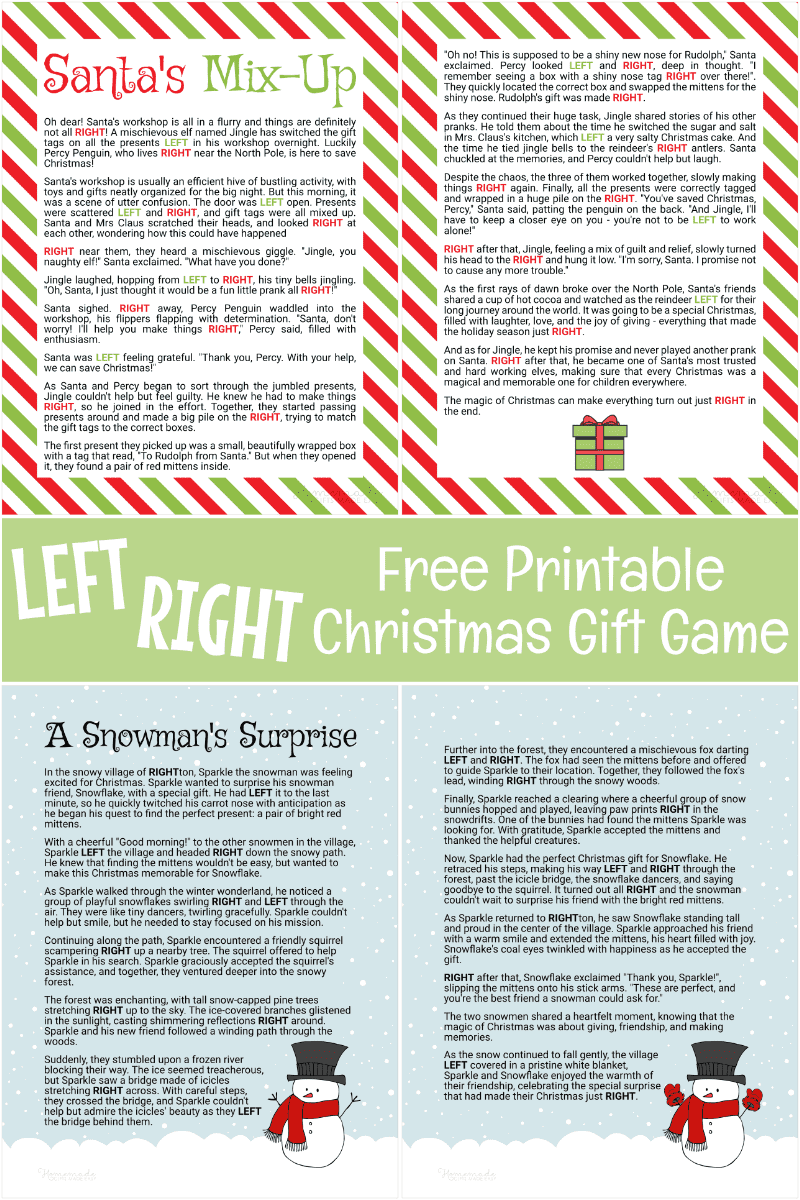 Left Right Christmas Game: Instructions, Stories, & Free Printables