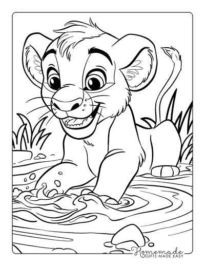 Lion Coloring Pages Cute Lion Cub Playing in Mud