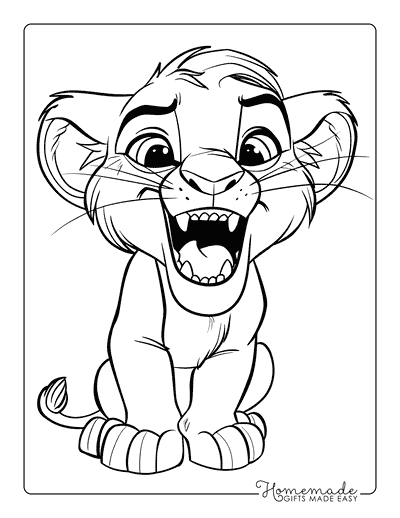 Lion Coloring Pages Cute Lion Cub Trying to Roar