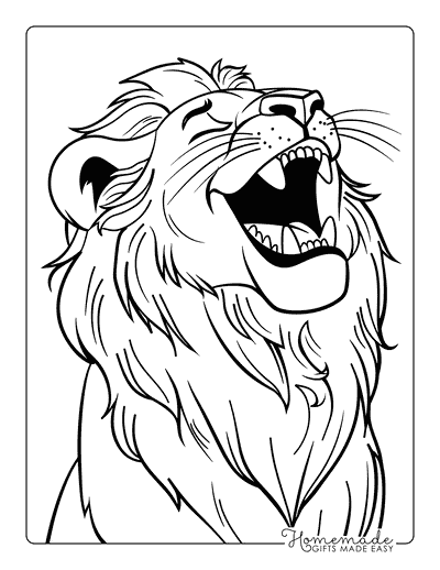 Lion Coloring Pages Cute Male Lion Laughing