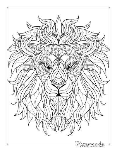 Lion Coloring Pages Realistic Fiery Lion Mandala