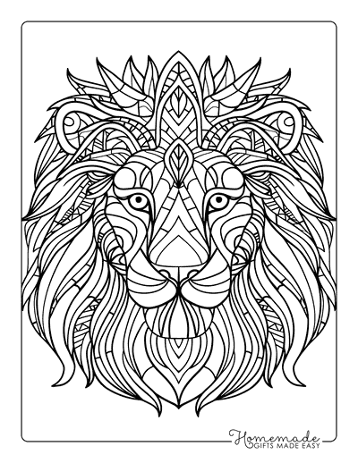 Lion Coloring Pages Realistic Lion Mandala for Adults