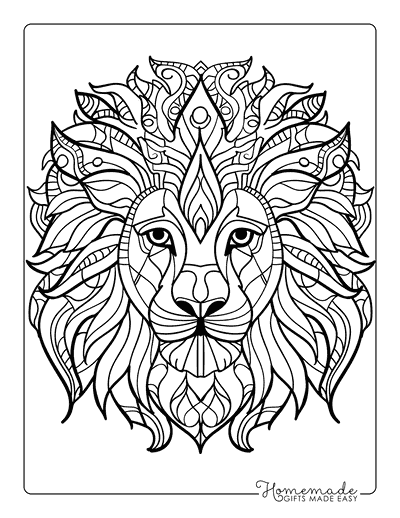 Lion Coloring Pages Realistic Lion Mandala for Teens