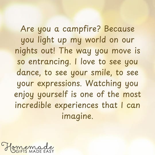 love letters for her - are you a campfire? because you light up my world