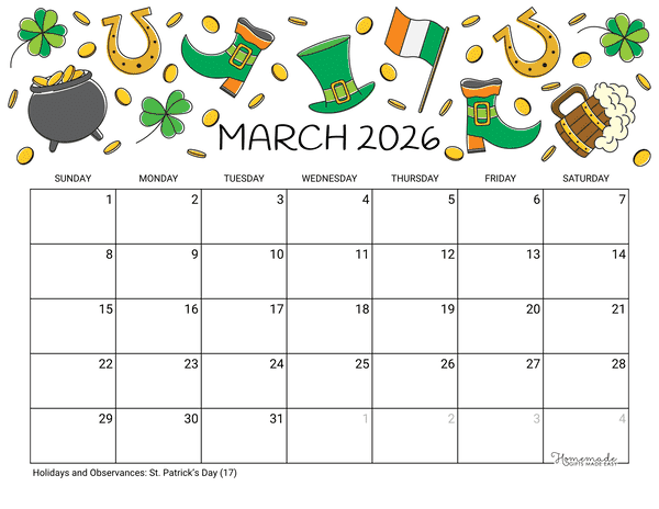 2026 Printable Calendar