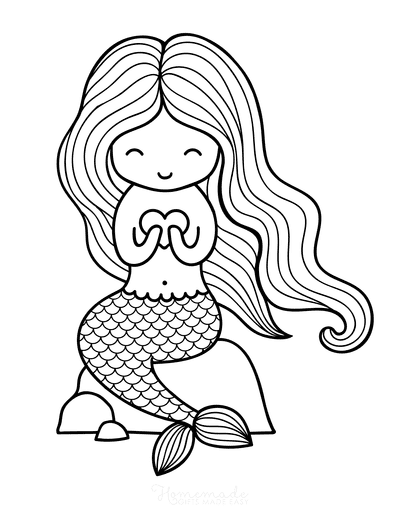 Cute Cartoon Mermaids Coloring Pages