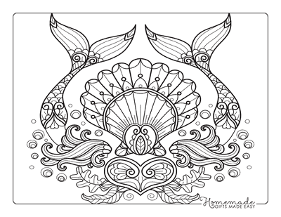 Mermaid Coloring Pages Sea Patterned Mermaids for Adults