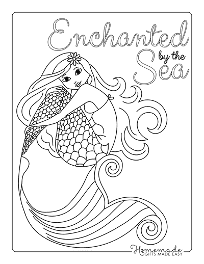 Mermaid Coloring Pages Simple Beautiful Mermaid Outline