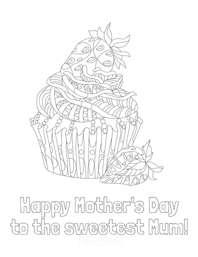 Mothers Day Coloring Pages to the Sweetest Mum Cupcake