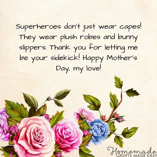 mothers day message to wife superheroes wear plush robes and bunny slippers