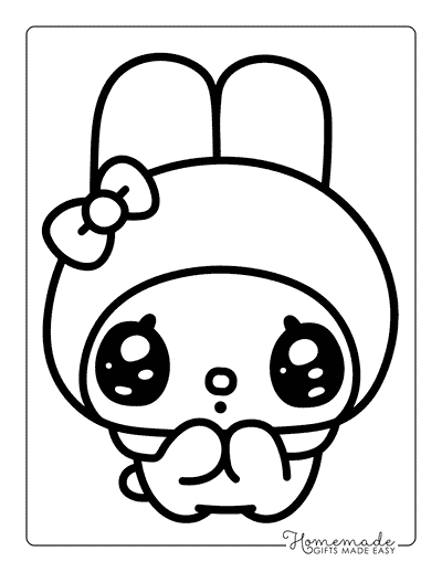 My Melody Coloring Pages Cute Kawaii My Melody Drawing Chibi