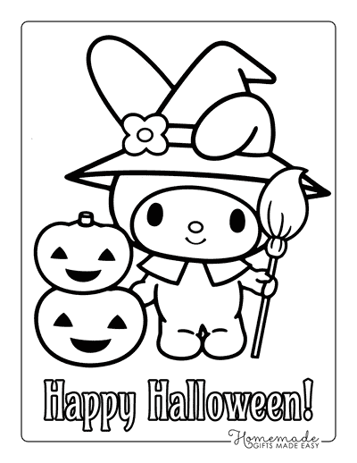 My Melody Coloring Pages Cute Kawaii My Melody Halloween Witch