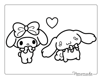 My Melody Coloring Pages Cute My Melody and Cinnamoroll Coloring Page